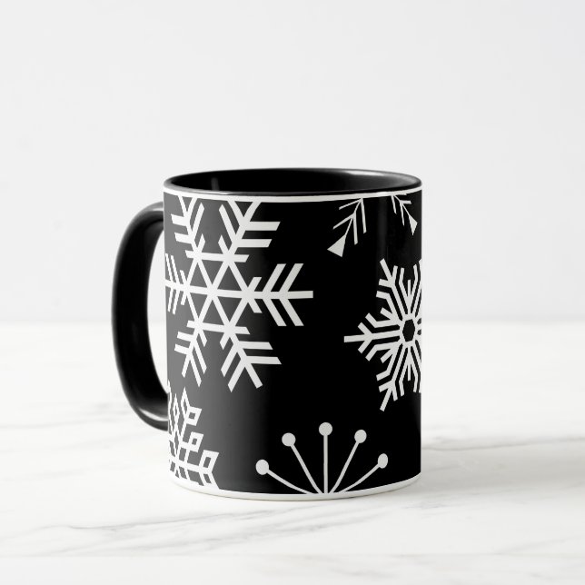 Taza Copos de nieve en la Black Holiday Art Mug Cup (Anverso izquierdo)
