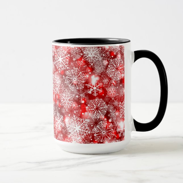Taza Copos de nieve en rojo (Derecha)