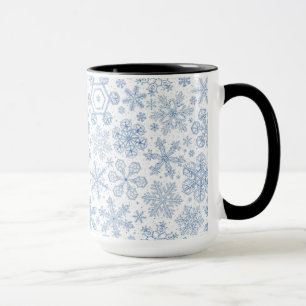 Taza Copos de nieve grises en blanco roto