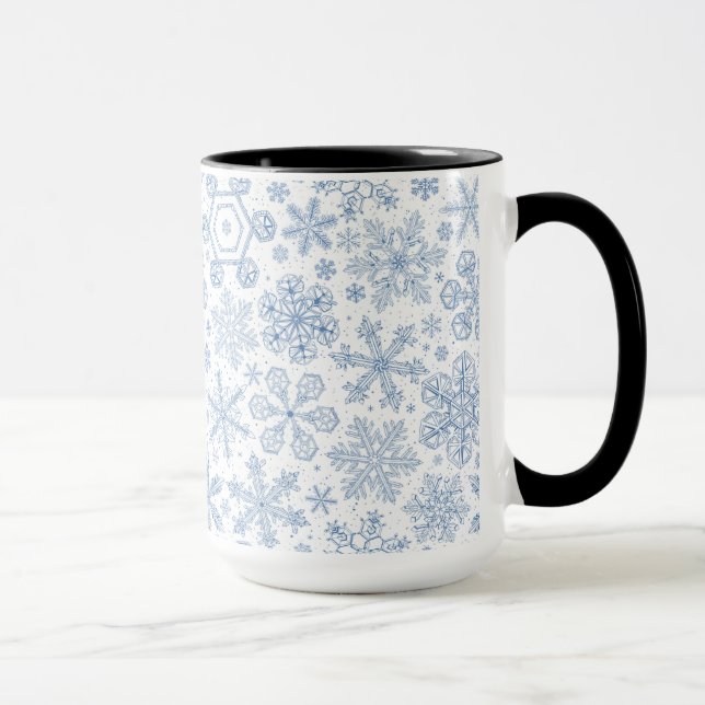 Taza Copos de nieve grises en blanco roto (Derecha)