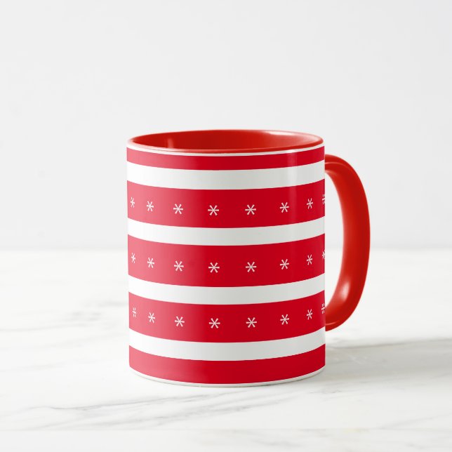 Taza Copos de nieve rojos y blancos (Anverso derecho)