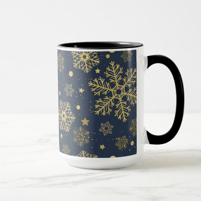 Taza Copos dorados de nieve en la marina (Derecha)