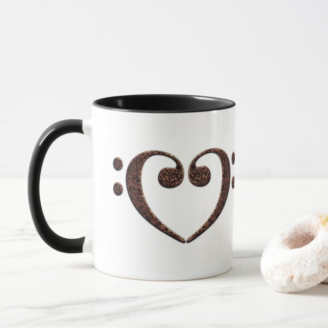 Taza Copper Doble Bass Clef Heart Music Lover (Con donut)