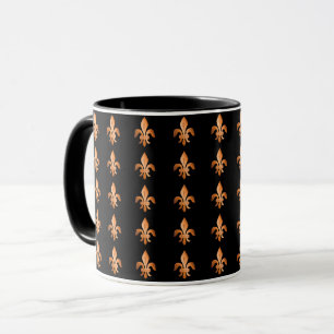 Taza Copper Fleur-de-lis sobre negro