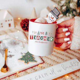 Taza Coqueta Festiva Navidad Profesora