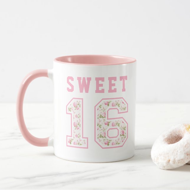 Taza Coqueta rosa dulce 16 Universidad (Con donut)