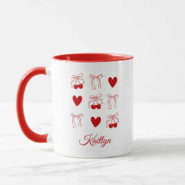 Taza Coquette Cherry Red Bow Bachelorette Party Favor