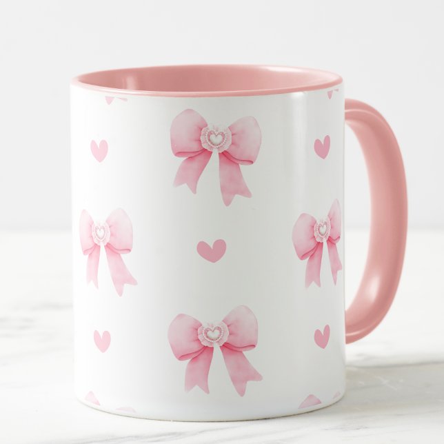 Taza Coquette Pink Bows & Hearts (Subido por el creador)