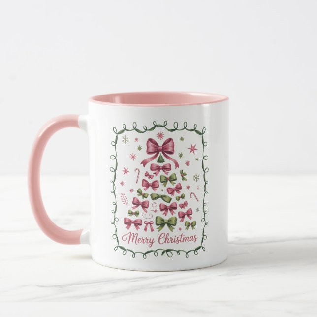Taza Coquette rosa Árbol de Navidad Nochebuena de moda (Izquierda)