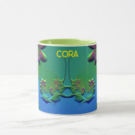Taza CORA ~ GLOSSY 3D Zany Blue Green Purple