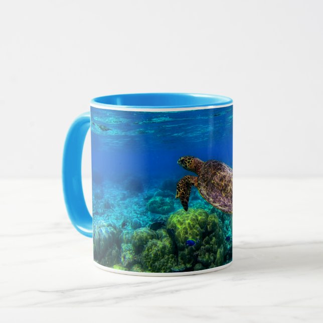 Taza Coral de tortuga tropical submarina (Anverso izquierdo)