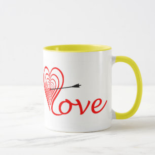 Taza Corazón amor blanco con flecha