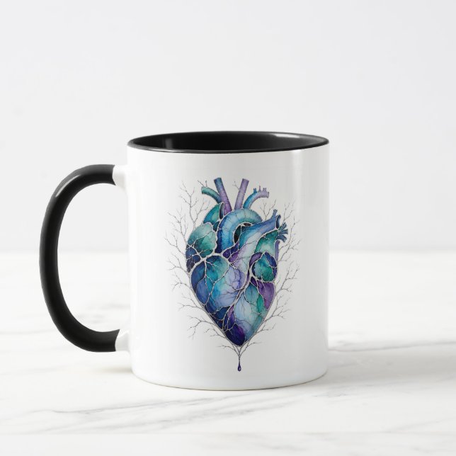 Taza Corazón Anatómico Azul y Púrpura (Izquierda)
