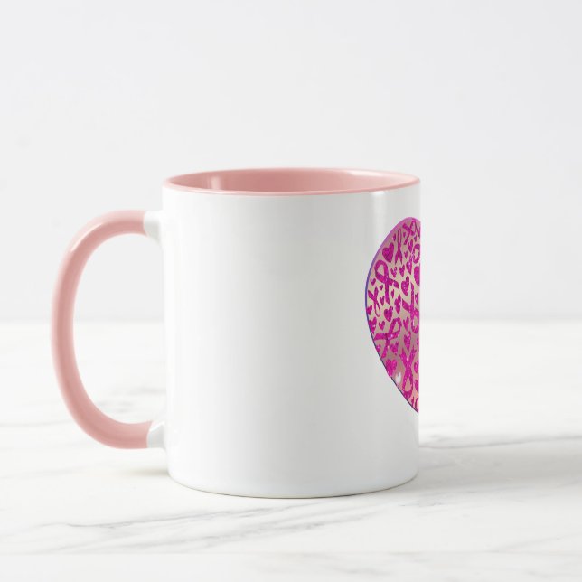 Taza Corazón apoyo contra el Cáncer de Mama Camiseta (Izquierda)