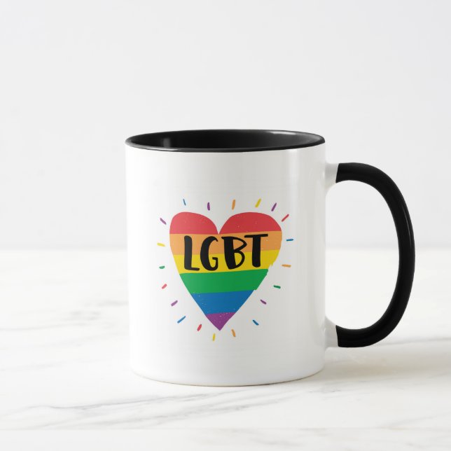 Taza Corazón arcoiris LGBT (Derecha)