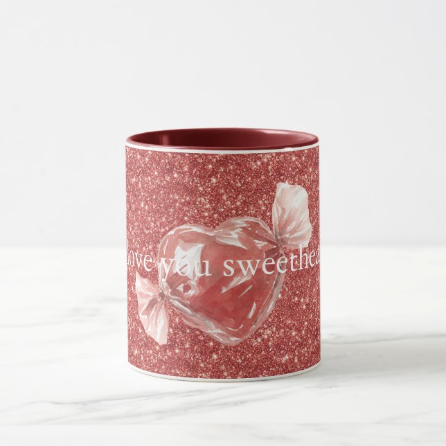 Taza Corazón Caramelo Rojo Brillo Amor   (Centro)
