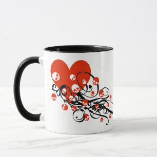 Taza Corazón con calaveras y mugre