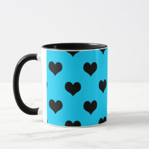 Taza Corazón De Amor Negro Sobre Fondo Azul