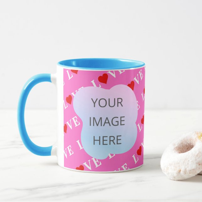 Taza Corazón de amor rosado elegante (Con donut)