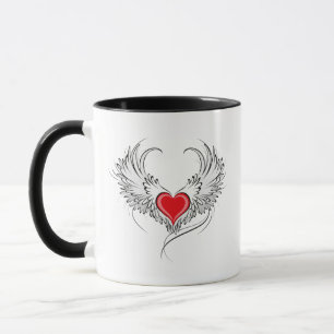 Taza Corazón de Ángel Rojo con alas