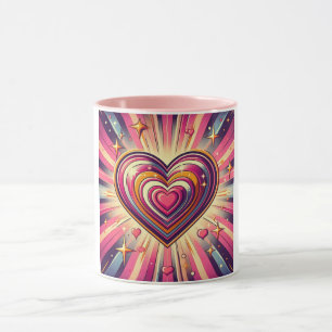 Taza Corazón de arte pop de los años 70/Mug de San Vale