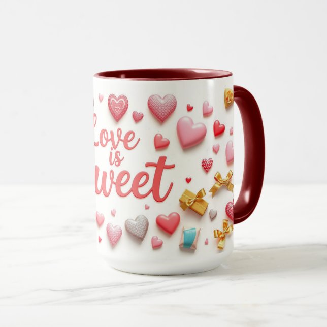 Taza Corazón de Chocolate Dulce de San Valentín  (Anverso derecho)