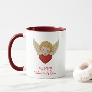 Taza Corazón de Coquette angel cherub Feliz Día de San 