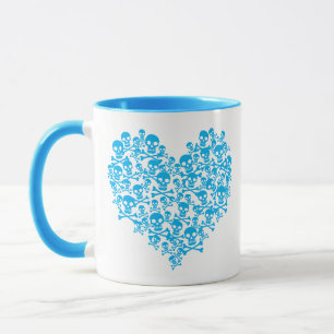 Taza Corazón de cráneo azul