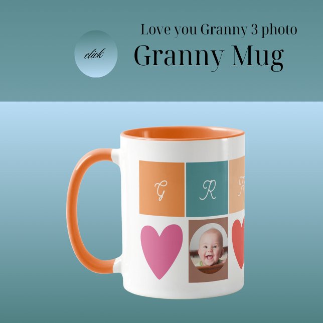 Taza corazón de foto de abuela (Subido por el creador)