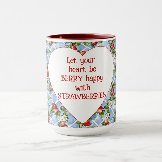 Taza Corazón de fresas ser feliz (Centro)