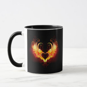 Taza Corazón de fuego de ángel con alas