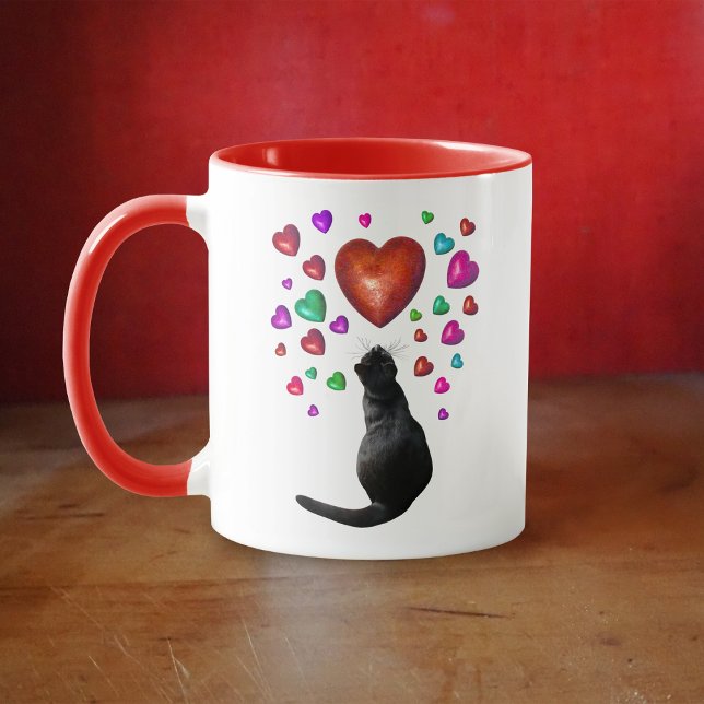 Taza Corazón de gato negro Valentine Mug (Subido por el creador)