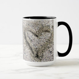 Taza Corazón de geología romántica en arena con nombre