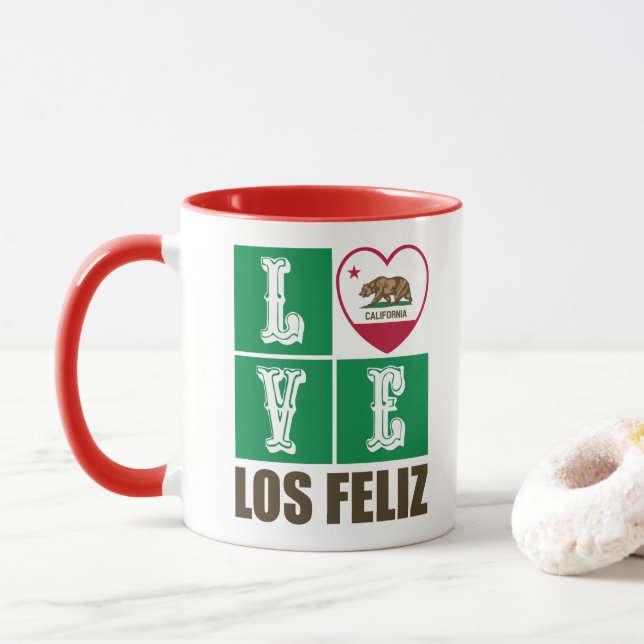 Taza Corazón de la bandera de la república de Californi (Con donut)