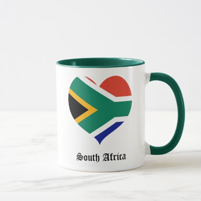 Taza Corazón de la bandera de Suráfrica (Derecha)