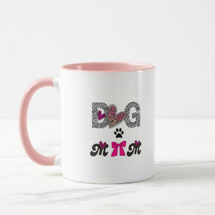 Taza Corazón de Leopardo Dog Mom - Regalo para Mam