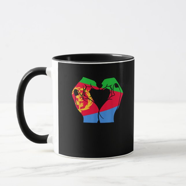 Taza Corazón de manos con bandera eritrea (Izquierda)