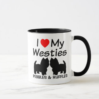 Taza Corazón de mis dos perros Westie Mug