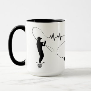 Taza Corazón de pesca trucha pesca con mosca hombre mon