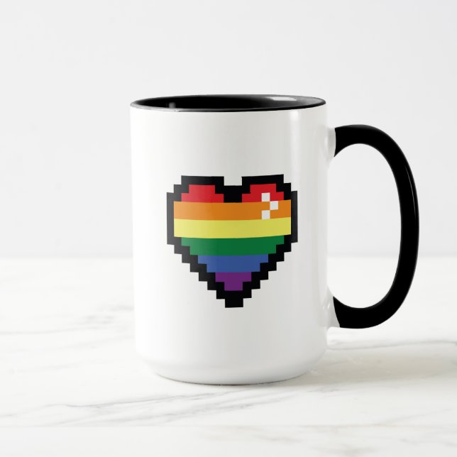 Taza Corazón de píxeles arco iris (Derecha)