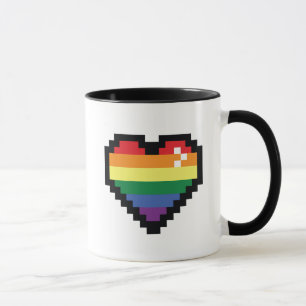 Taza Corazón de píxeles arco iris