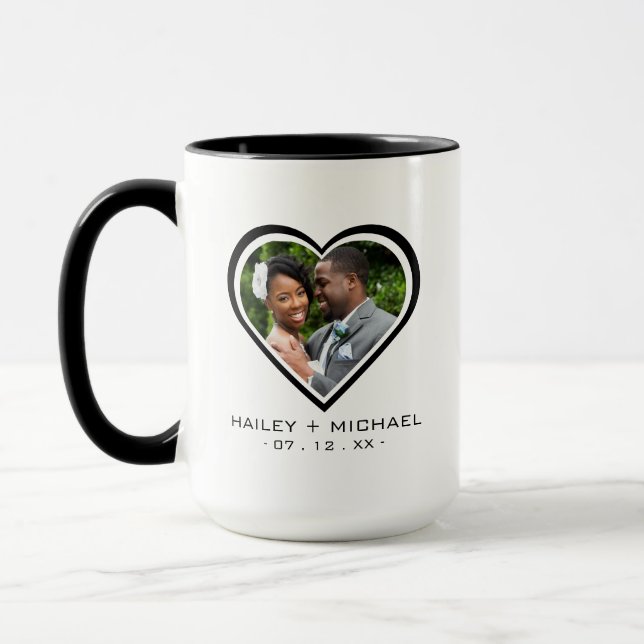 Taza Corazón de recién casados Foto imagen boda (Izquierda)