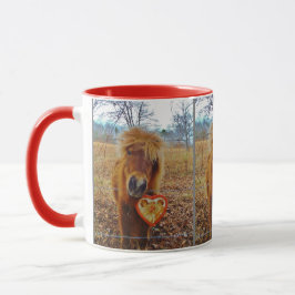 Taza Corazón de San Valentín Caballo marrón en miniatur