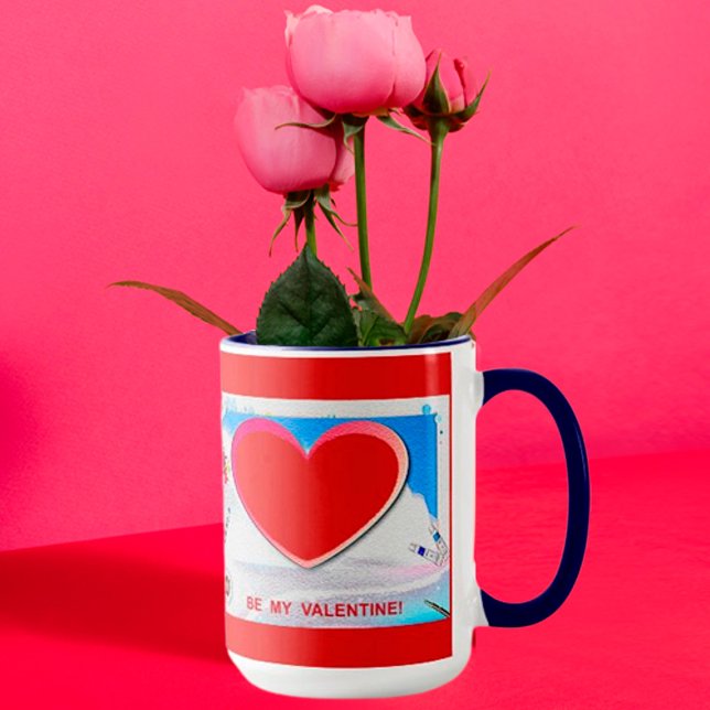 Taza Corazón de San Valentín pintado añada tu foto (Subido por el creador)