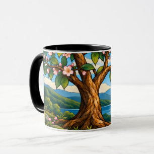 Taza Corazón de vidriera con parra en paisaje
