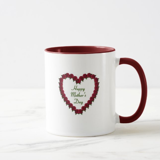 Taza Corazón del día de madre de rosas (Derecha)