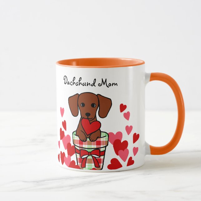 Taza Corazón del dibujo animado del Dachshund (Derecha)