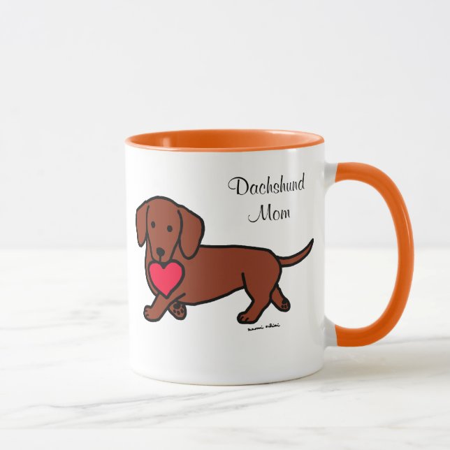 Taza Corazón del dibujo animado del Dachshund (Derecha)