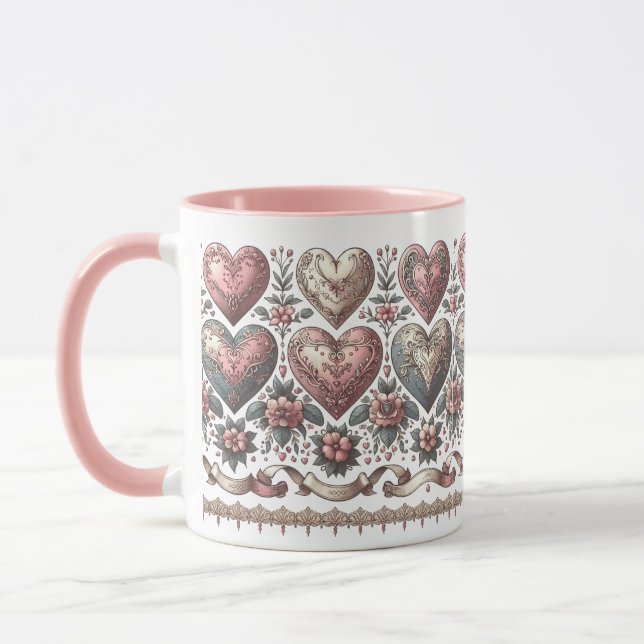 Taza Corazón el día de San Valentín al estilo victorian (Izquierda)