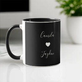 Taza Corazón elegante negro elegante y elegante lindo R